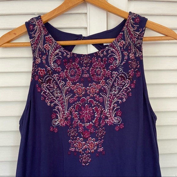 {Xhilaration} Navy Blue & Purple Dress - Medium - Picture 3 of 6